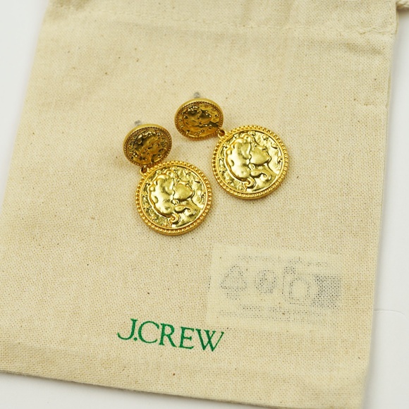 New JCREW Coin Drop Earrings in Antique Gold $39 CB827 - Picture 2 of 3